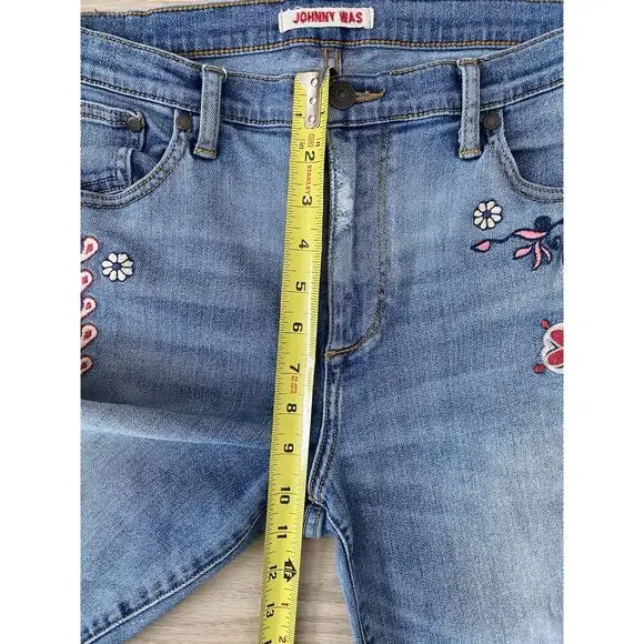 JOHNNY WAS Dallah Embroidered Skinny Jeans 29 Floral Boho Art To Wear Hippie - Picture 15 of 15